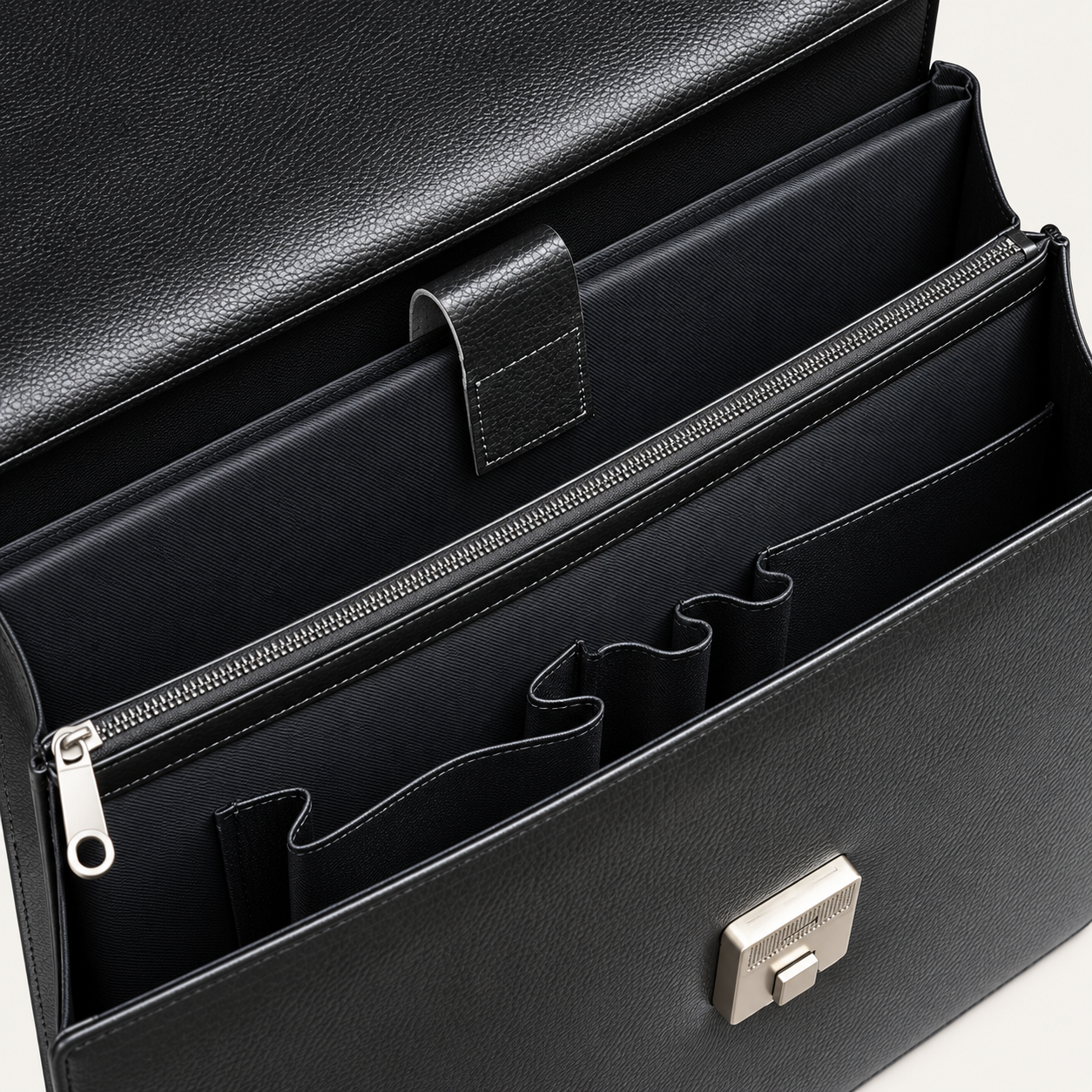 Men's Classic Black Leather Executive Briefcase – Minimalist Business & Office Bag Gallery